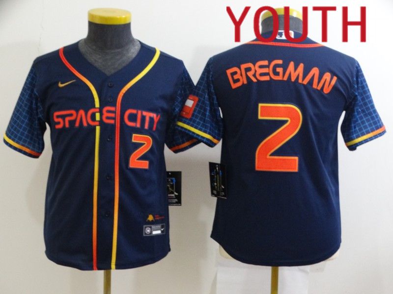 Youth Houston Astros #2 Bregman Blue City Edition Game Nike 2022 MLB Jerseys->youth mlb jersey->Youth Jersey